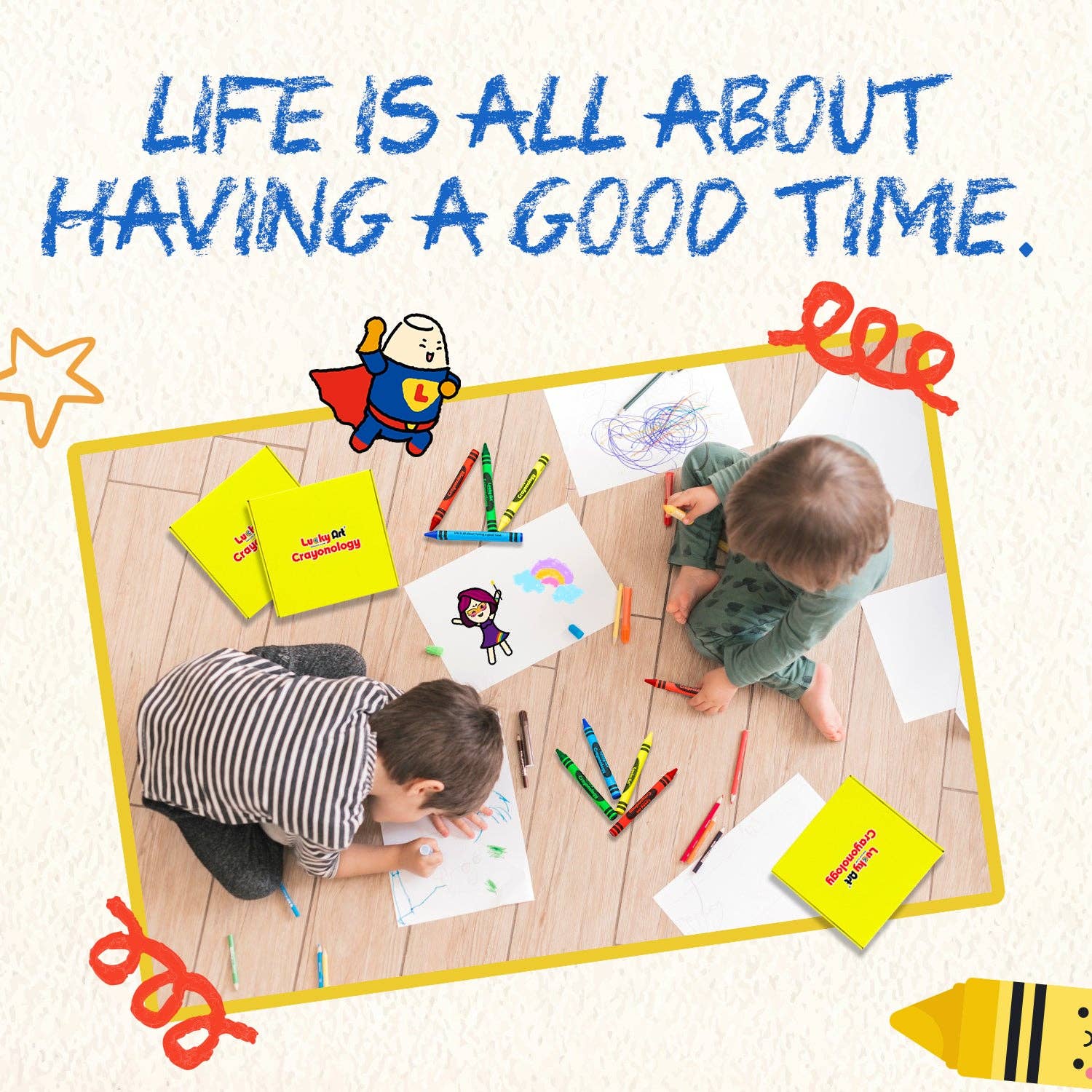 LUCKY ART CRAYONOLOGY - Wholesale Crayons - 4 Color Crayons 20 Sets (80 count)5