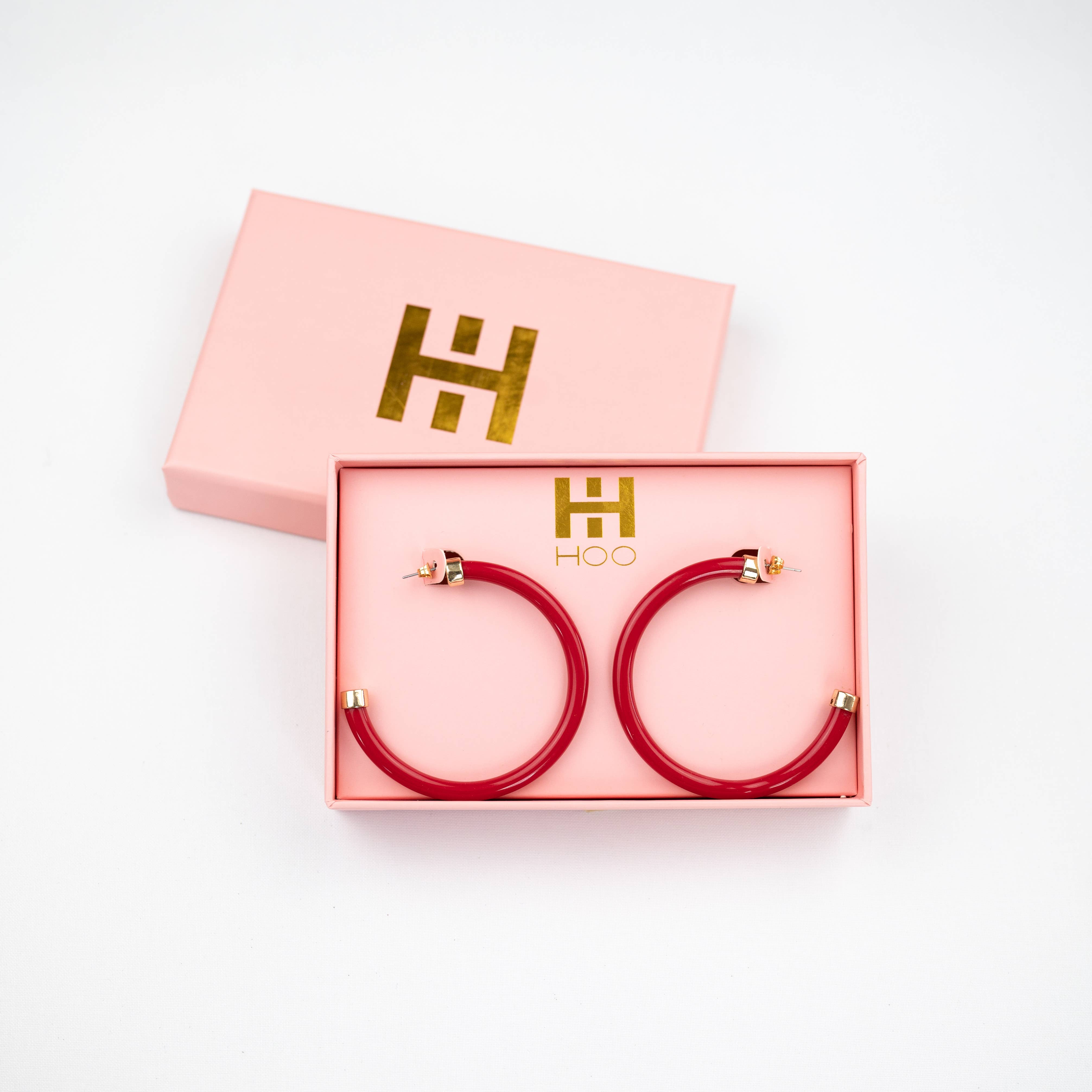 Hoo Hoops – wholesale Hoop earrings – Lightweight Large Hoop Earrings - Red 2
