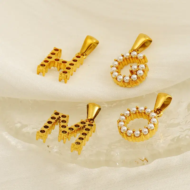 Sweet Cherry Sky - Wholesale Individual Charm/Pendant - Initial Alphabet Letter Charm Pendant with Pearl Accent3