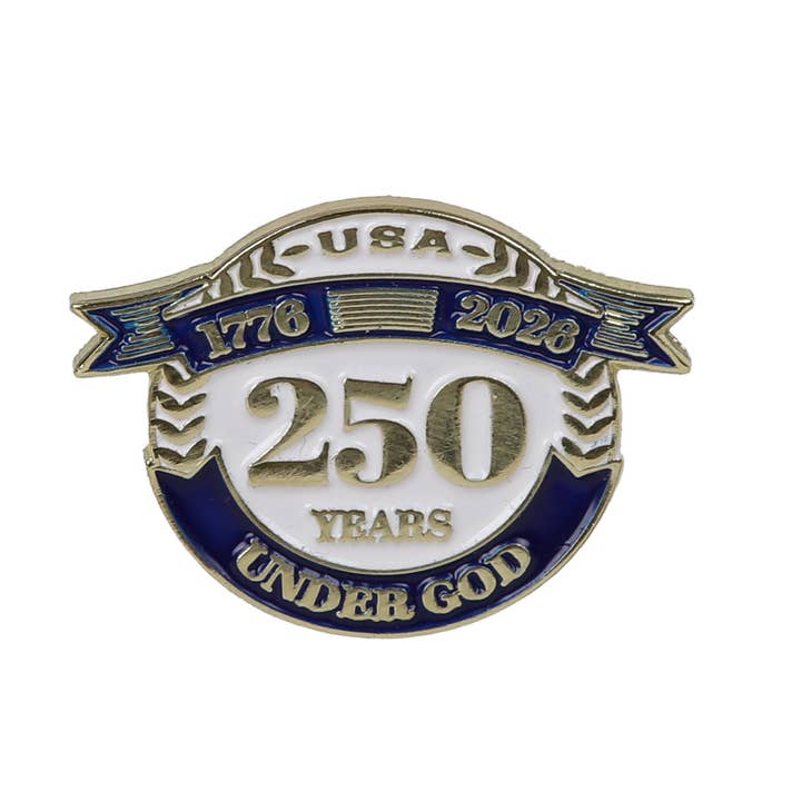 Lapel Pin USA 250 Year White Blue Pk3 for wholesale by Swanson Christian Products