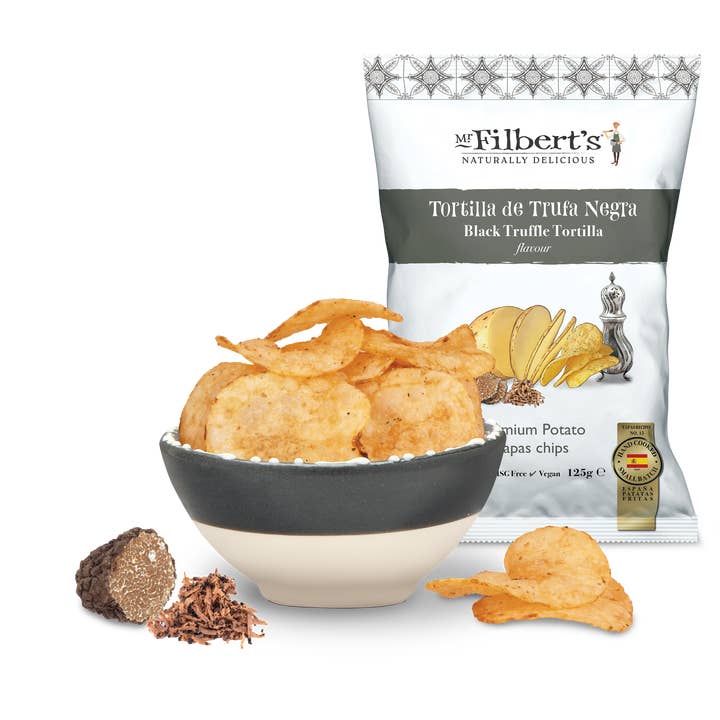 Black Truffle Tortilla Flavour Crisps for wholesale by Mr Filbert's