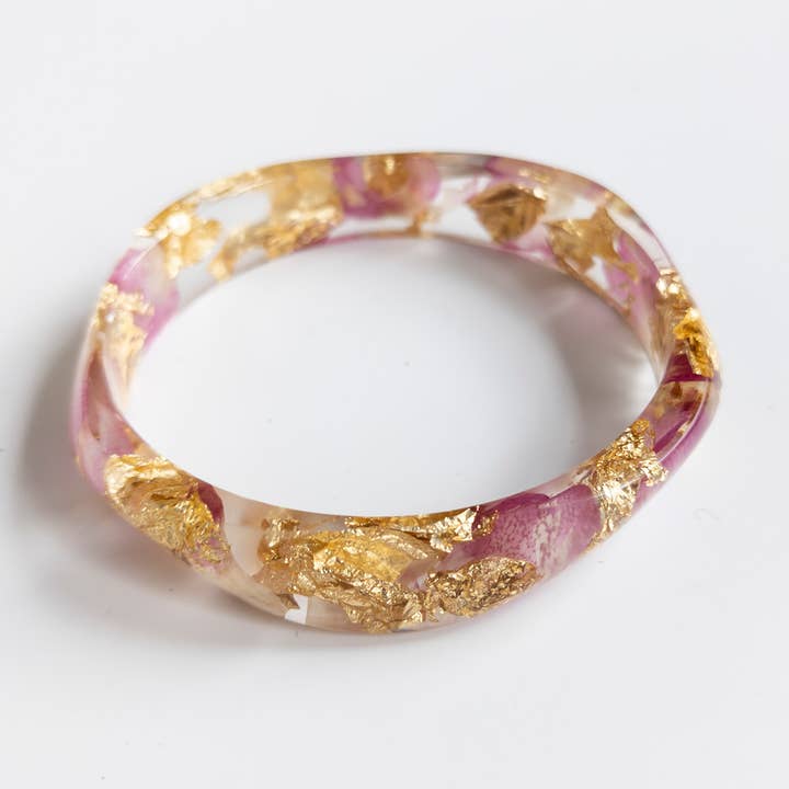 Botanical Rose Petal & Gold Leaf dunne armband voor wholesale door Belart Fair Trade
