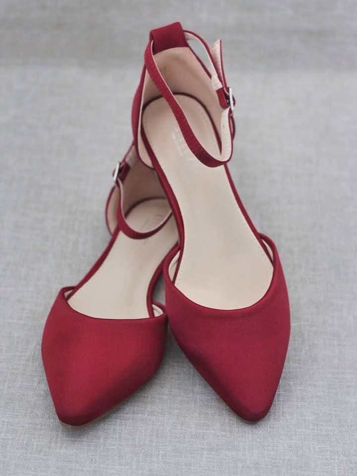 Kailee P. - Wholesale Flats - Women's - Satin Pointy Toe Flats with Ankle Strap13