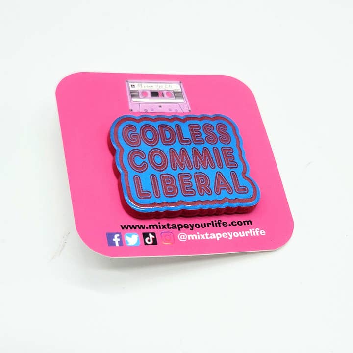 Insigne de revers de libéral communiste sans Dieu pour la vente par Mixtape Your Life