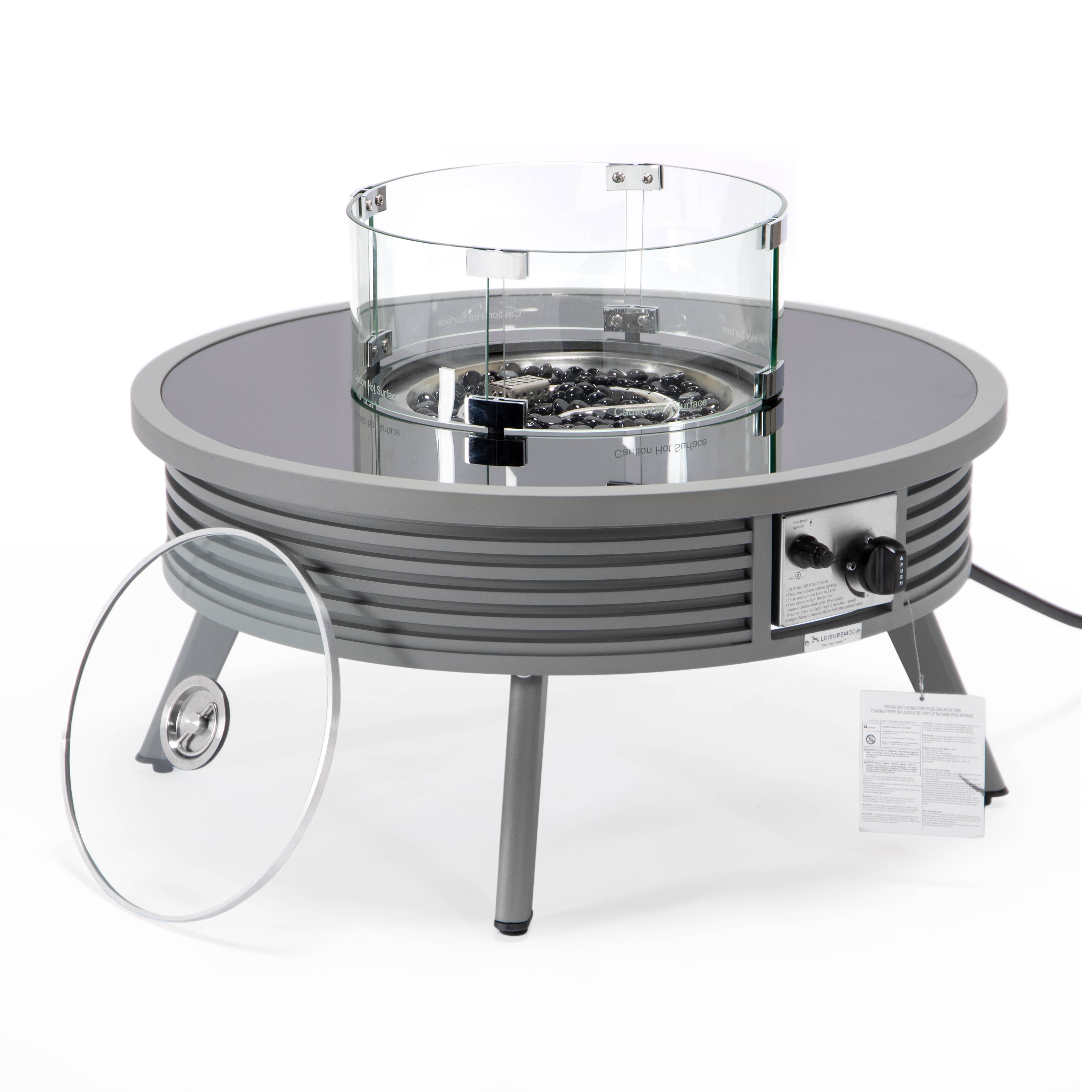 LeisureMod - Wholesale Fire Pit - Walbrooke Aluminum Propane Round Outdoor Fire Pit Table16