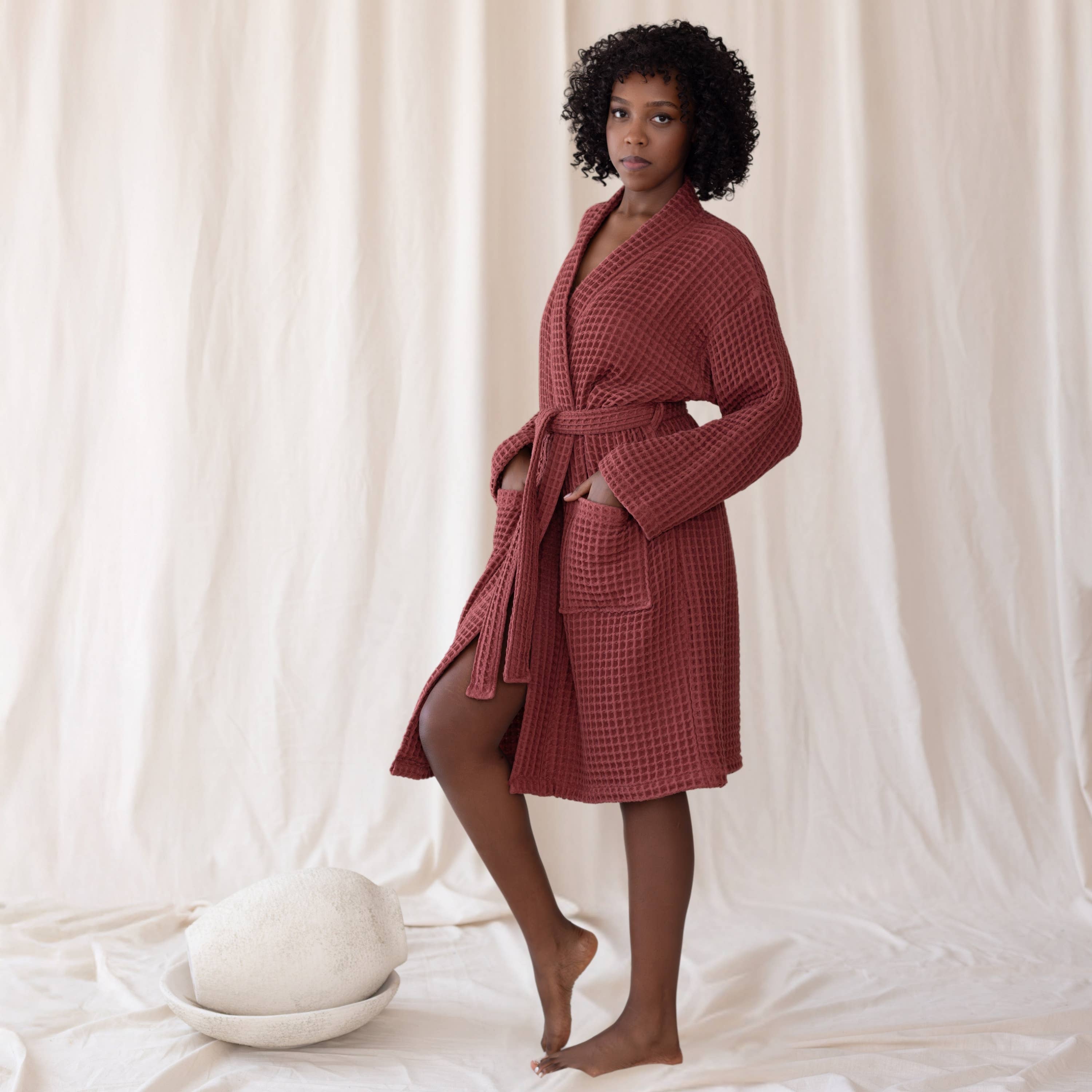 Vivamaison - Wholesale Robe - Unisex - Luxurious Waffle Kimono Bathrobe, 100% Cotton, Unisex Style16