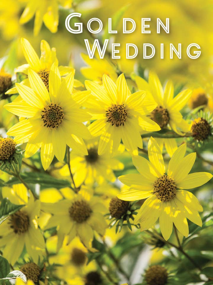 Golden Anniversary Card - Yellow Dahlias for wholesale by Leonard Smith