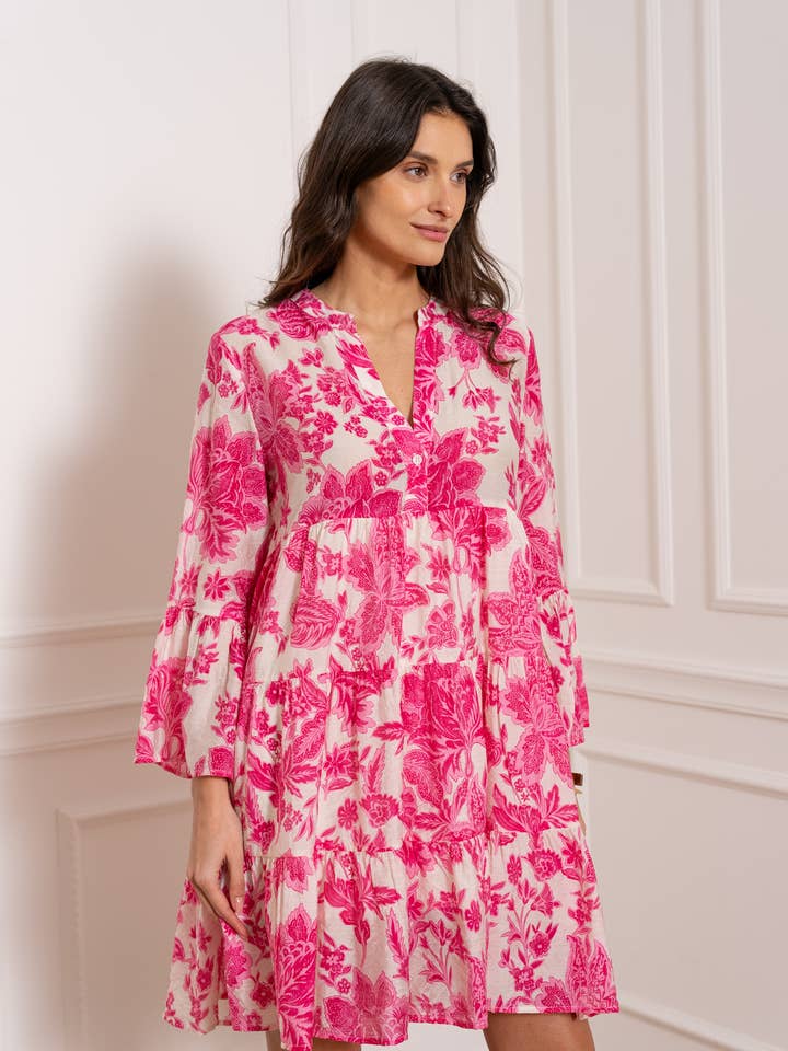 CHOKLATE PARIS - Wholesale Dress - Women's - Short printed silk dress Saint-Tropez - CK08110-2