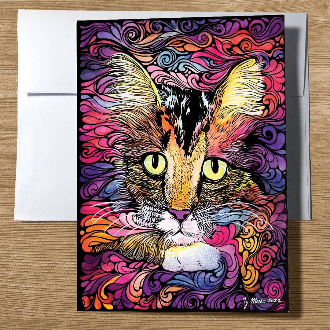 Sunny Days - Vente Carte pour la fête des Mères - Chat psychédélique planant déconnecté0