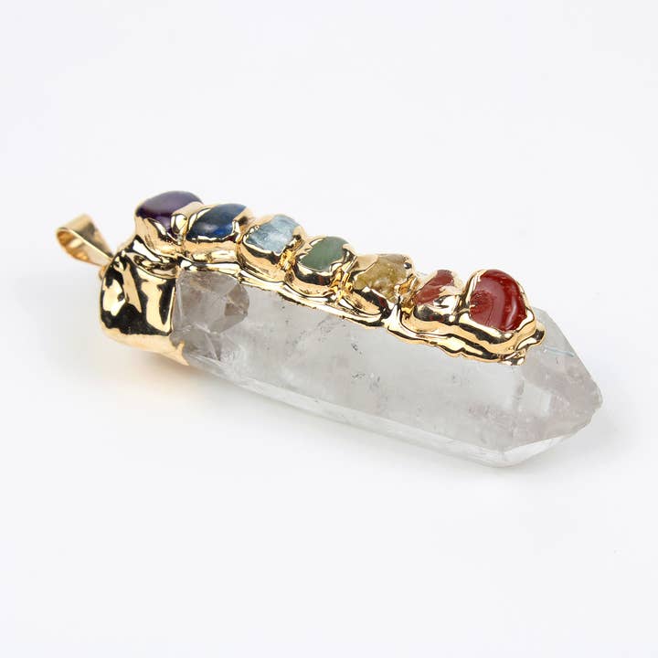 El'Cobre-Ecozonelifestyle - Wholesale Individual charm/pendant - Crystal Point with 7 Chakra Pendant0