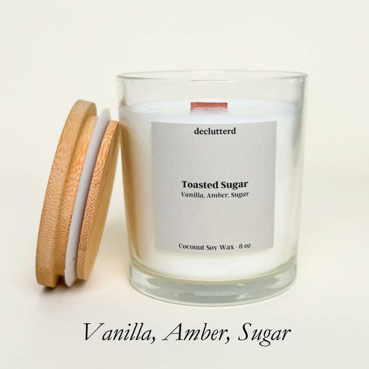 Candle Wood Wick, sucre grillé, cire de soja non toxique à la noix de coco pour la vente par declutterd