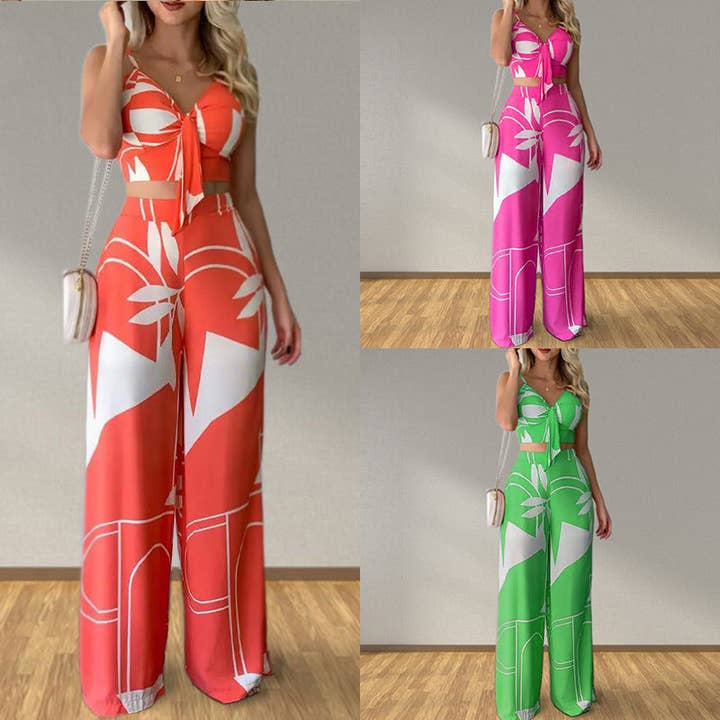 Conjunto casual e na moda de calças compridas e top sem mangas por atacado de Halcyon Outfitters®