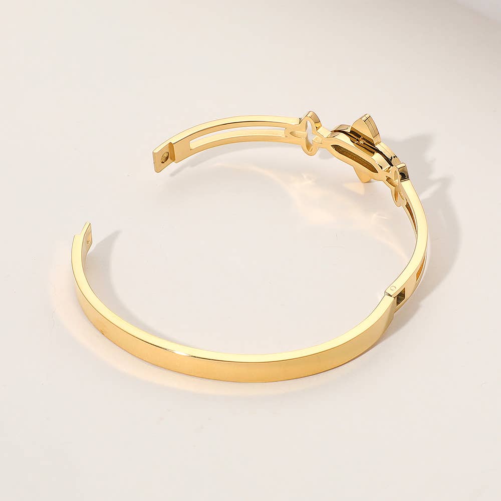 Sensibling Corp. – Großhandel Armreif – Edelstahl-Kleeblatt-Spitzscharnier-Armreif1