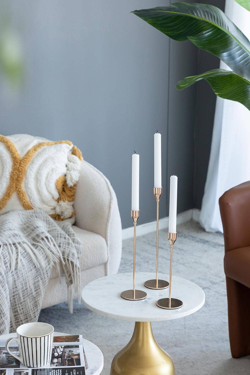 A&B Home Group Inc. - Wholesale Candle Holder - S/3 Candle Holder L:3x3x12.6" M:3x3x10.8" S:3x3x8.9" - Gold0