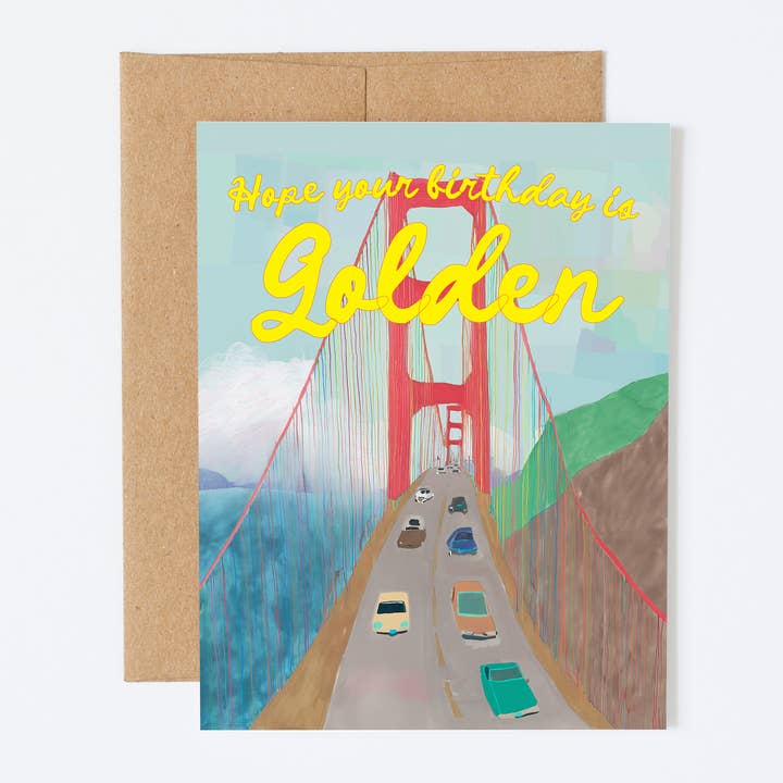 "Goldener" Geburtstagskarte | Golden Gate Bridge San Francisco für den Großhandel von Silly Goose Greeting Co.