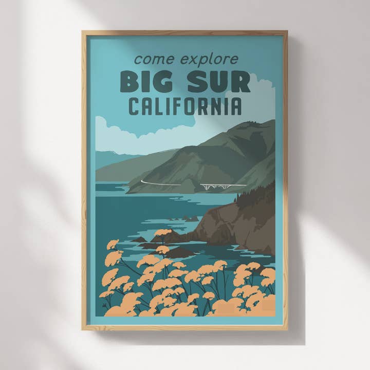 Poster di viaggio di Big Sur, California per la vendita all'ingrosso da parte di Recollection Project
