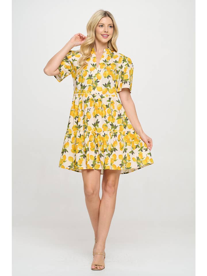 SM WARDROBE - Vendita all'ingrosso Vestito - Donna - Vestito con stampa di limoni vivaci4