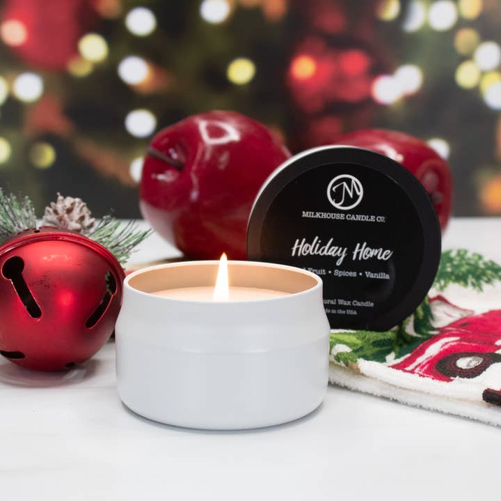 Milkhouse Candle Company - Wholesale Travel Candles - 3.75 oz Traveler Tin Candle: Holiday Home2
