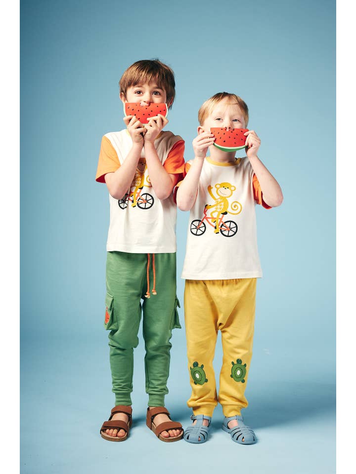 Lucy & Sam - Venta al por mayor Camiseta serigrafiada - Niños - Camiseta Monkey Bike
