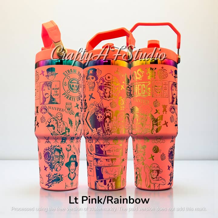 30oz One Piece Anime Series Laser Engraved Tumbler - Straw Hat Pirate Crew for wholesale by Crafty AF Studio
