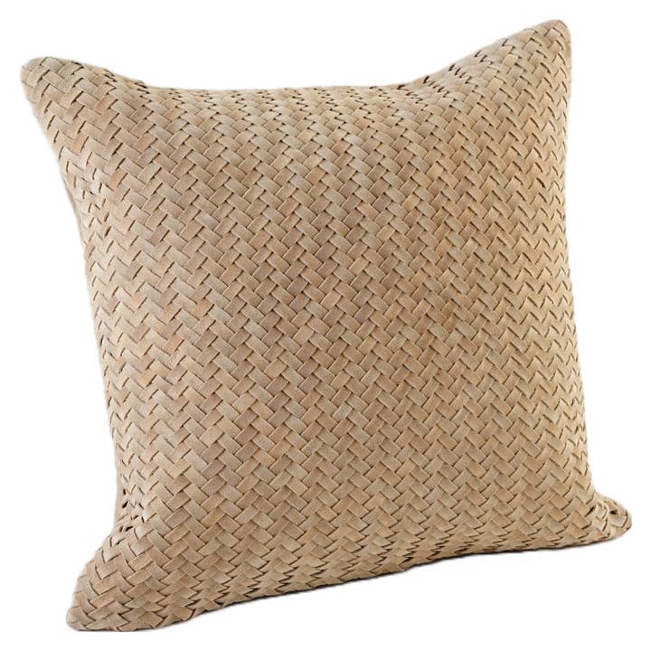 Pillow Leather Suede Woven Khaki 20" X 20" *Cover Only* for wholesale by Luzia Leather Home Collection