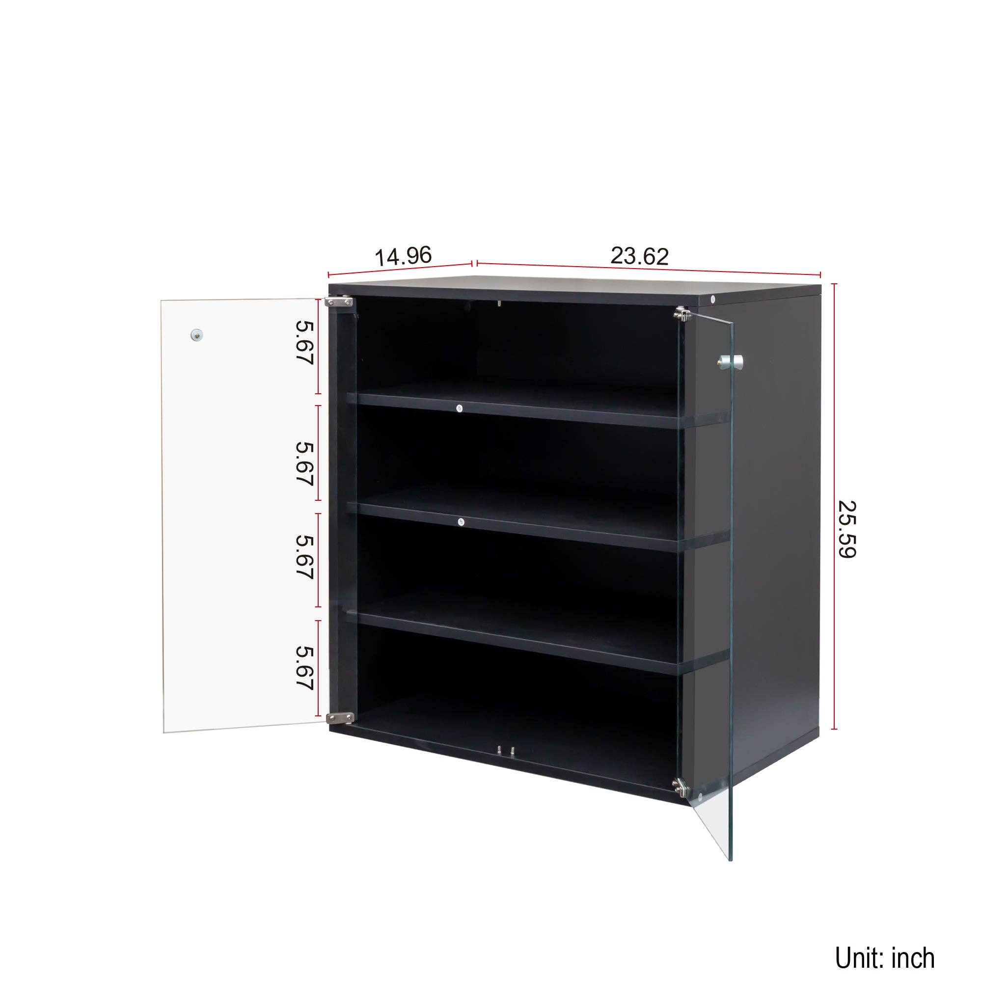 HOMYCASA DESIGN INC - Wholesale Shoe Rack - Black Salon 4-Tier Storage Display Cabinet & RGB LED Light9