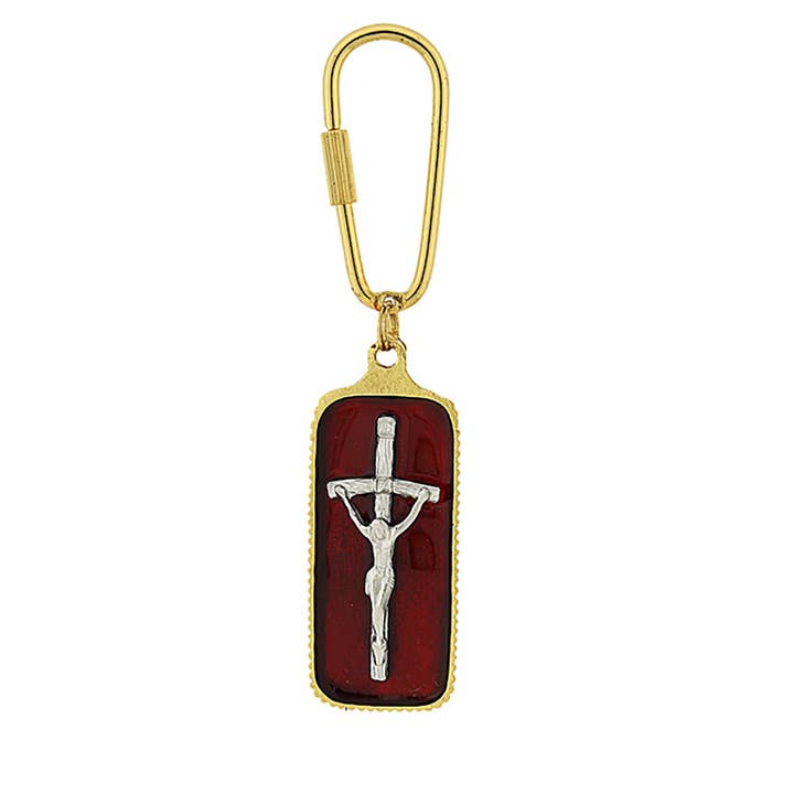 Porte-clés crucifix papal en émail rouge Symbols Of Faith pour la vente par 1928 Jewelry