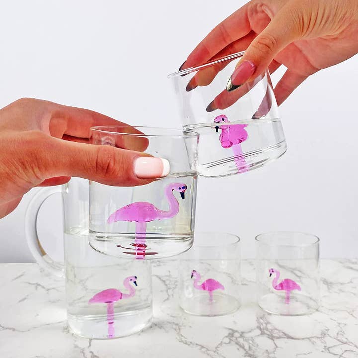 The Wine Savant / Khen Glassware - Wholesale Pitcher - Flamingo Pitcher & Glasses Set Decanter with 4 Flamingo Glas