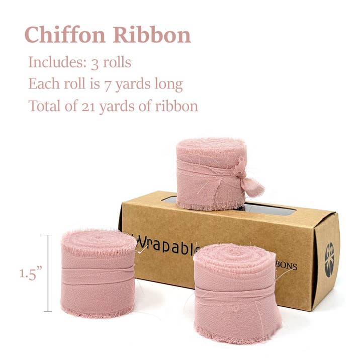 Wrapables.com - Wholesale Ribbon - Gift Wrapping - Wrapables 1.5 In x 21 Yd Fringe Chiffon Ribbons (3pcs)