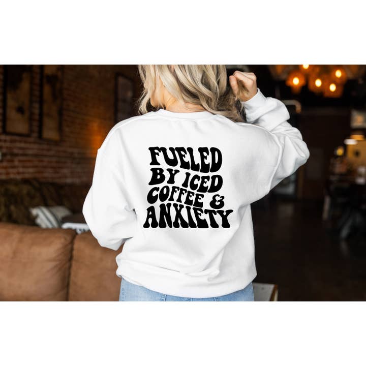 Fueled by Coffee and Anxiety Sweatshirt for wholesale by Miss Giselle Boutique