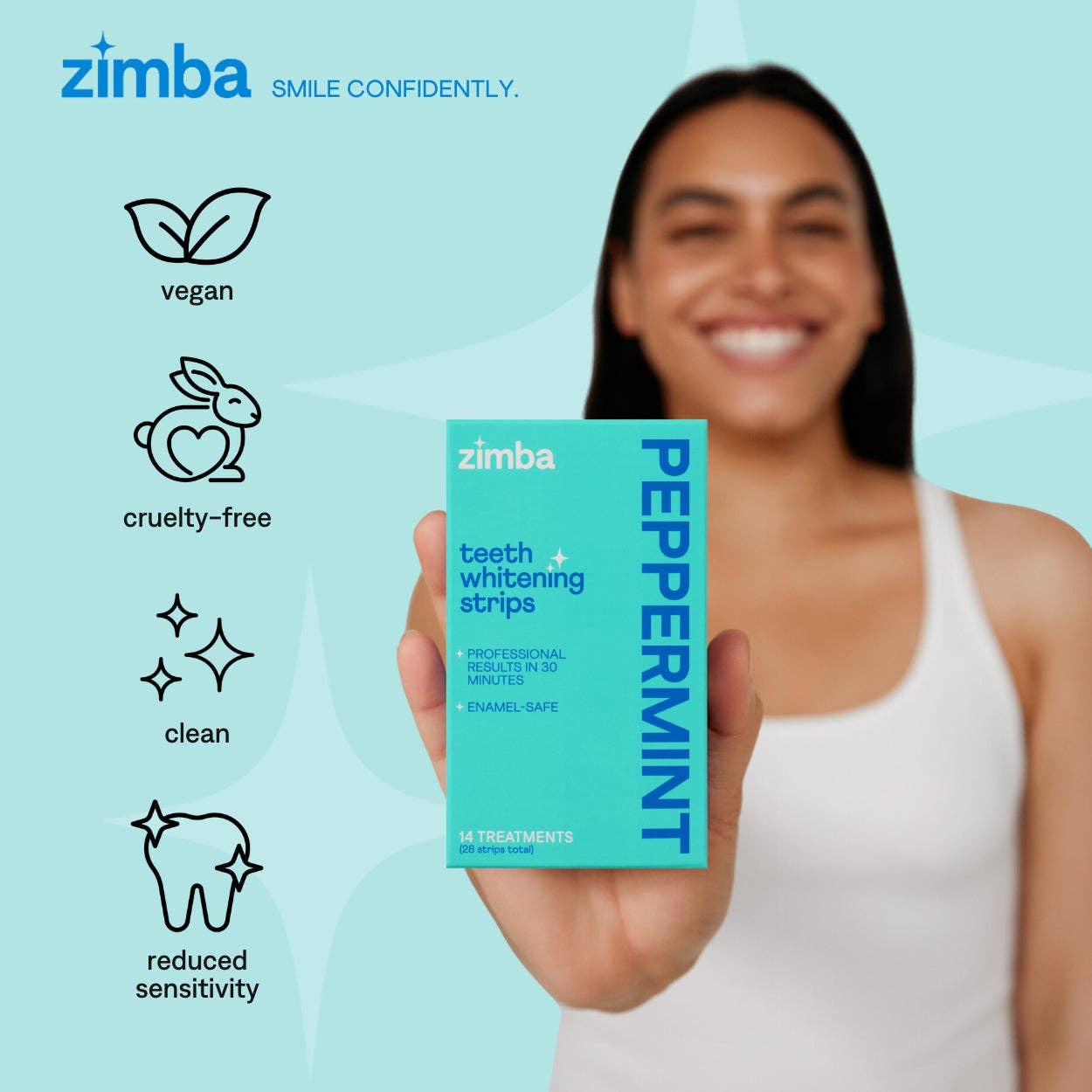 Zimba Whitening - Vente Produit de blanchiment des dents - Bandes blanchissantes pour dents à la menthe poivrée2