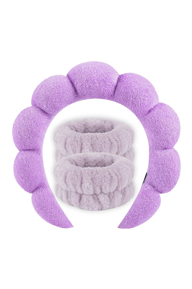 PINEAPPLE Beauty - Wholesale Spa Headband - Simply Bella STB010 Purple Spa Headband & Wristband Set -12 2
