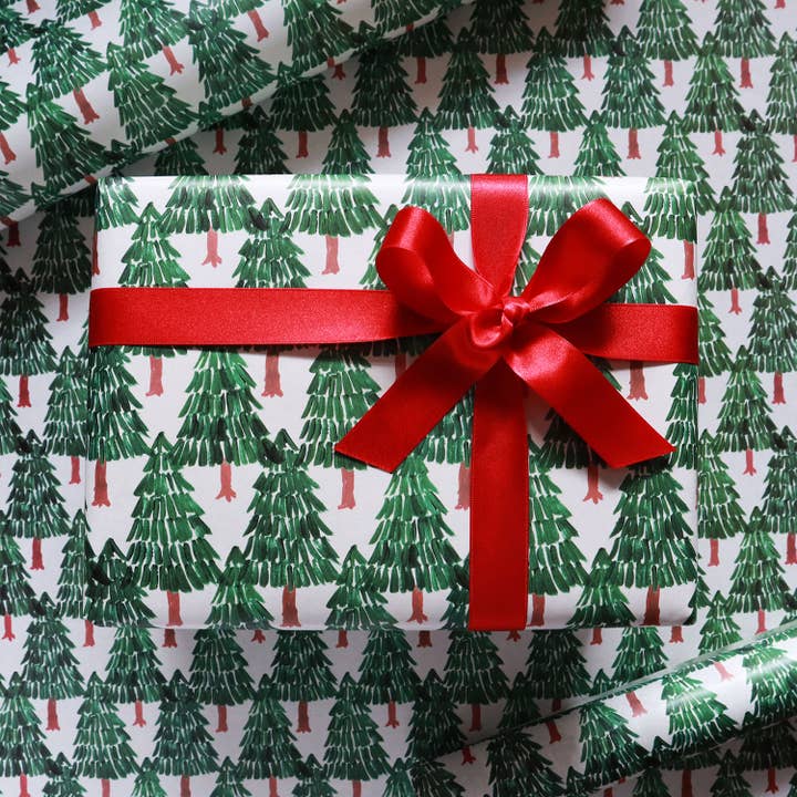 REGARO PAPIRO - Wholesale Flat Wrap - Large Size Fir Tree Holiday Wrapping Paper
