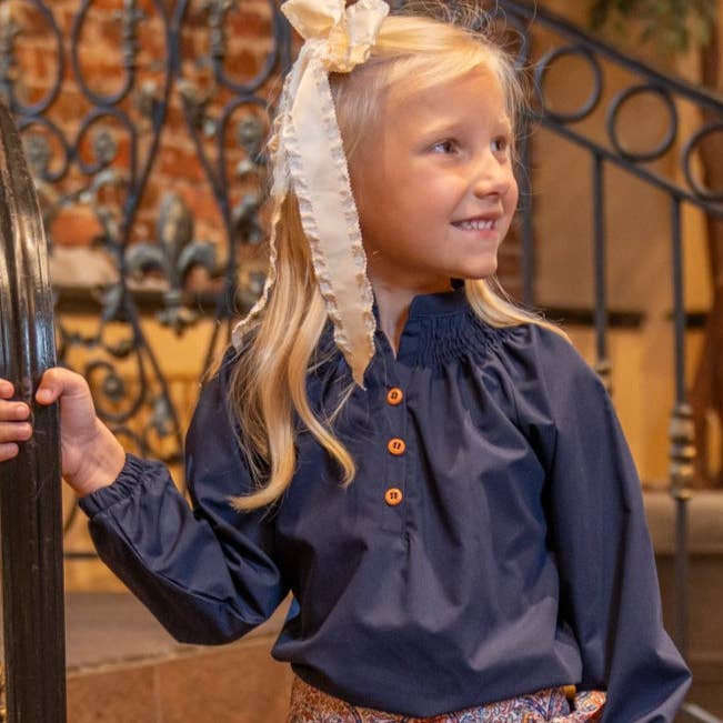 Girl's Navy Blouse for wholesale by The Oaks Apparel Company