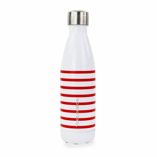 Insulated bottle with red stripes 500 ml for wholesale by YOKO DESIGN