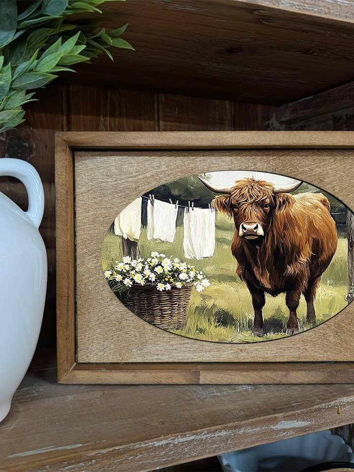 Box Framed Canvas Art Highland Laundry for wholesale by Redeemed Decor