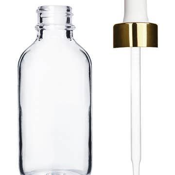 Best Bottles - Wholesale Essential Oil Holder - Boston Round Clear Bottle - 60ml (Multiple Dropper Colors)