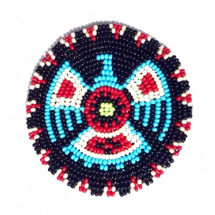 Black Blue Thunderbird Beaded Rosette 2.7 “ rosette for wholesale by BEADS CORNER