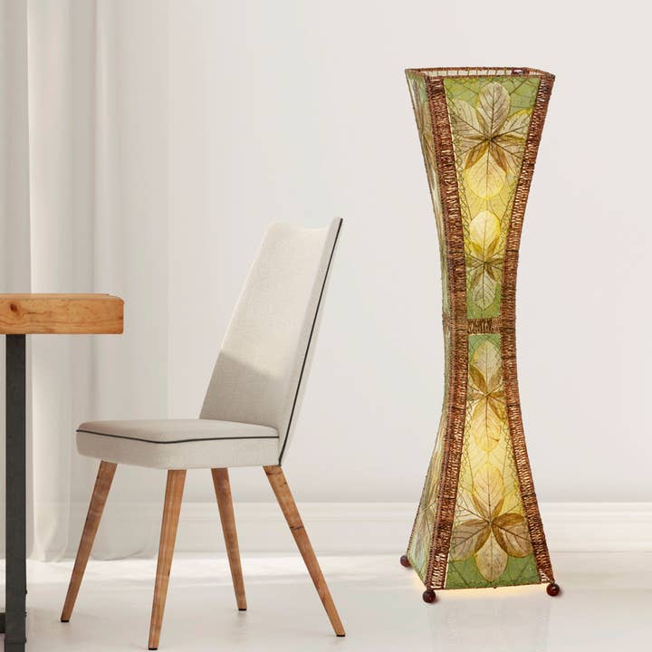 Timglas stor lampa grön, skugga gjord av jackfruktblad för wholesale av Eangee Home Design