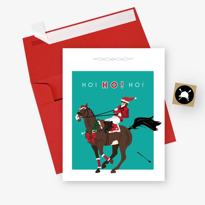 Hunt Seat Paper Co. - Wholesale Christmas Card - Ho! Ho! Ho! Equestrian Horse Christmas Card3