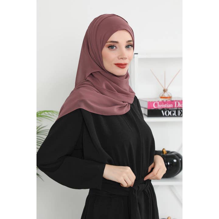 Aisha's Design - Wholesale Hijab – Women’s - Instant Chiffon Shawl Headscarf for Women with Cotton Bonnet Chiffon Turban Cap, Ready-to-Wear Soft Chiffon Shawl Instant Hijab Wrap,PS-46147