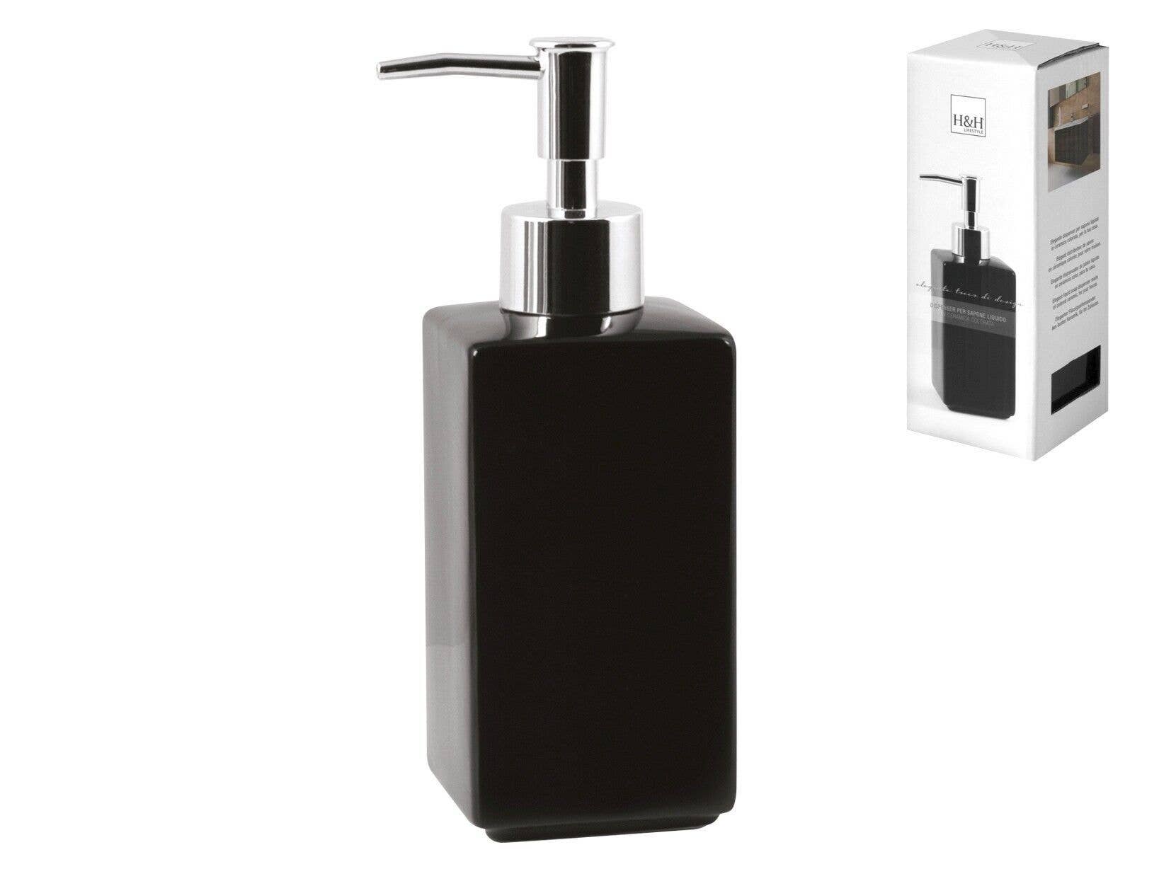 H&H - Wholesale Soap Dispenser - Soap Dispenser Bathroom Square Design in Black Ceramic0