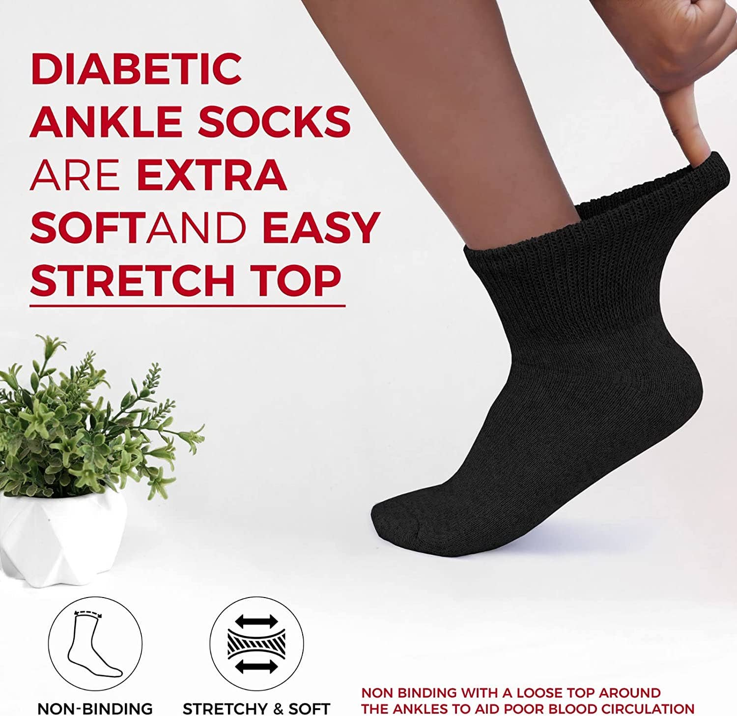 VINCO GROUP - Wholesale Socks - Unisex - Diabetic Ankle Socks, Non-Binding Circulatory Doctor Approved Cushion Cotton Quarter Socks for Men’s Women’s.5