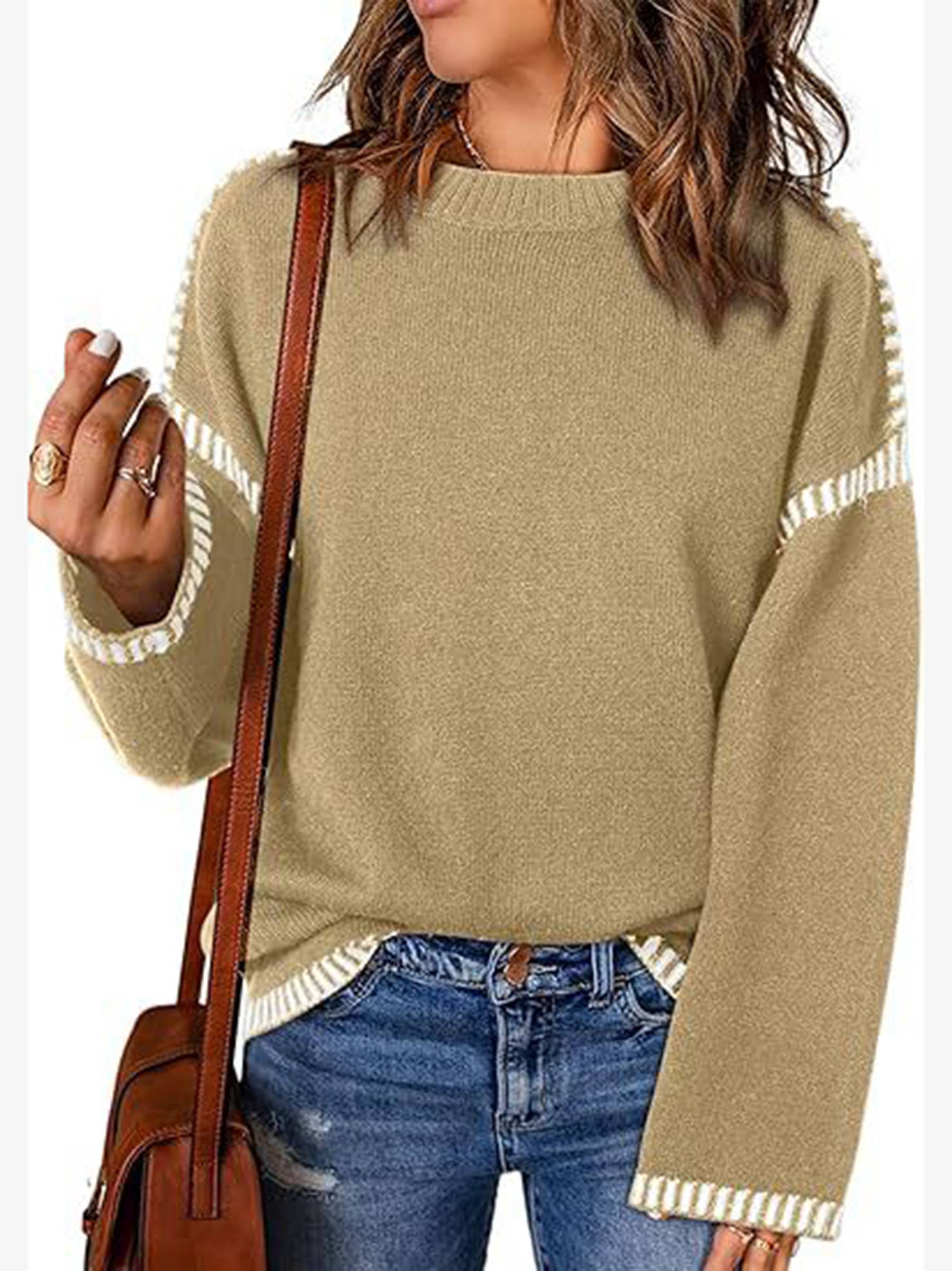 Wholesalesir - Wholesale Knit Sweater - Women's - Solid Color Sweater Thread Spliced Knit Top4