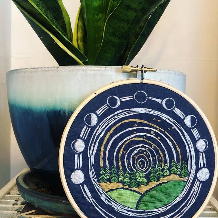 Tangled Up In Hue - Wholesale Embroidery/Cross Stitch Supplies - DIY Stitch Kit - Moon Over Midwest - Embroidery Kit