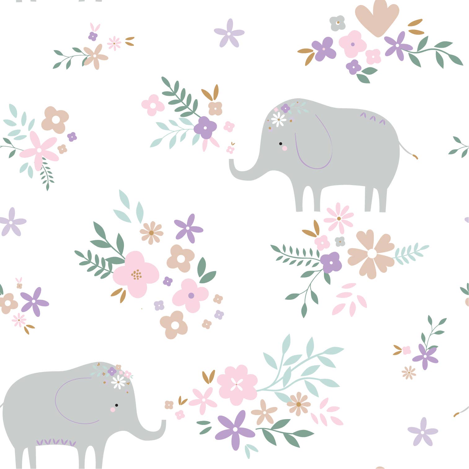 Camelot - Wholesale Fabric - Soft Elephant Floral Flannel0