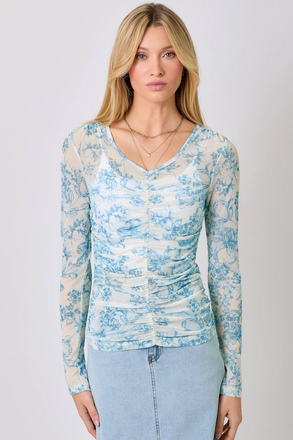 Mystree - Wholesale Blouse - Women's - 60527 Floral Ruching Top 1