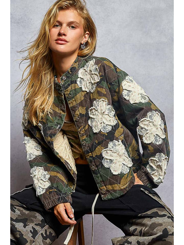 Pol Clothing - Wholesale Jacket - Women's - Mock neck balloon sleeve oversized fit quilted Jacket28