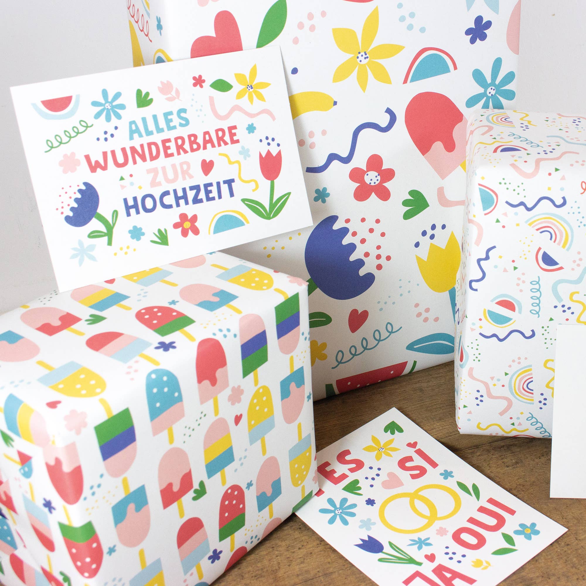 Bow & Hummingbird - Venta al por mayor Sobre de papel de regalo - Papel de regalo con diseño de helados3