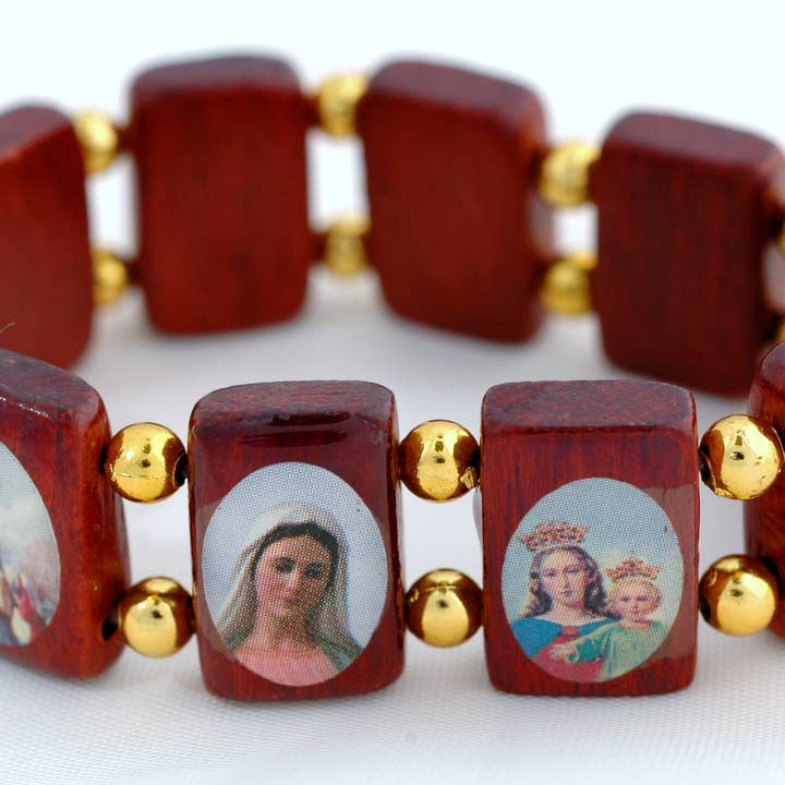 Contreras Designs - Wholesale Beaded Bracelet - BP05G Wood Saints Bracelet